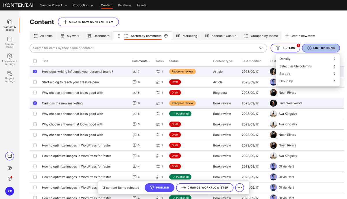 Content Inventory Improvements