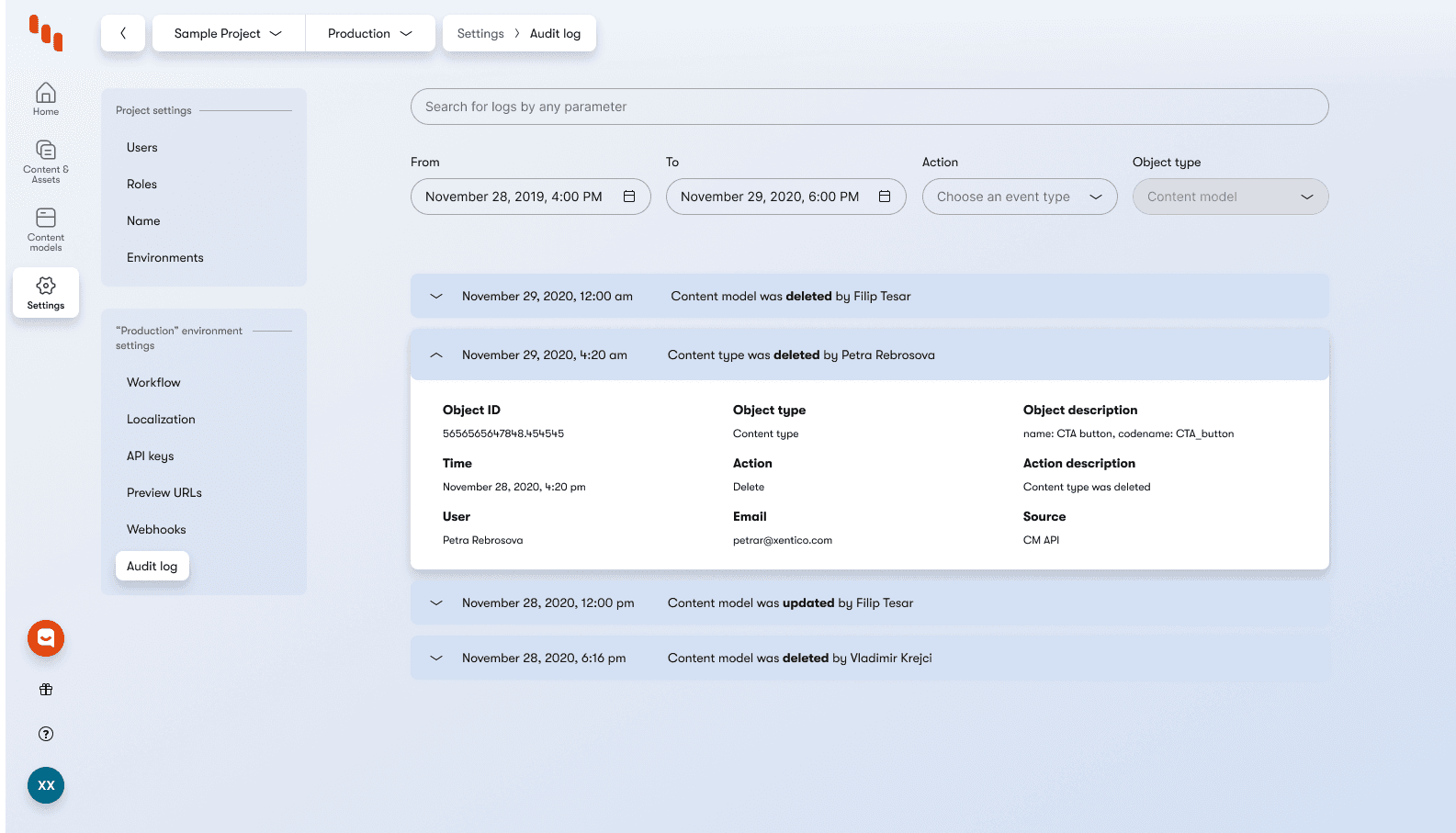 Audit Log detail view