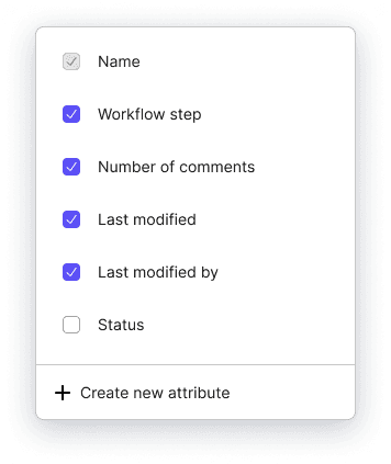 Select visible columns interface