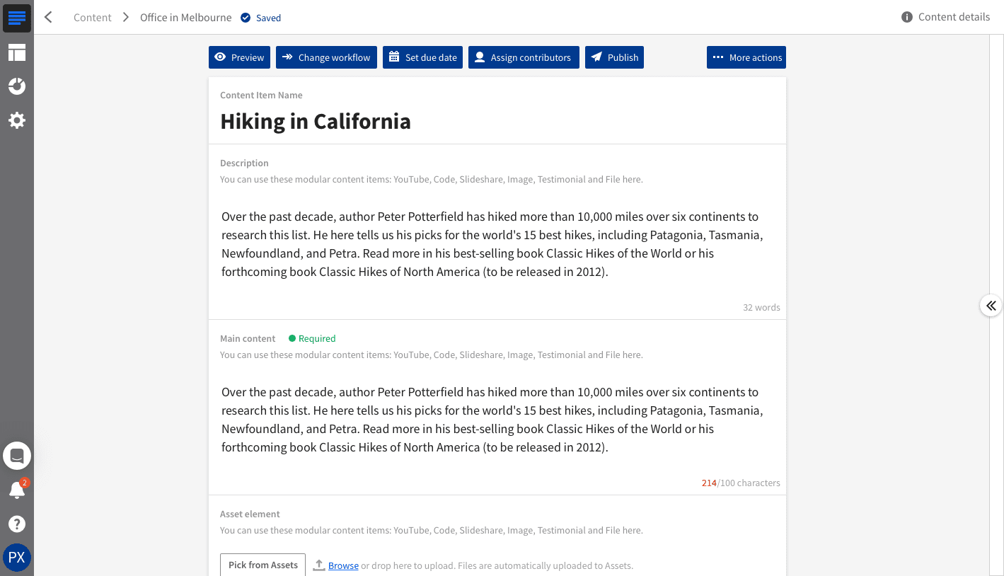 Optimized action panel interface