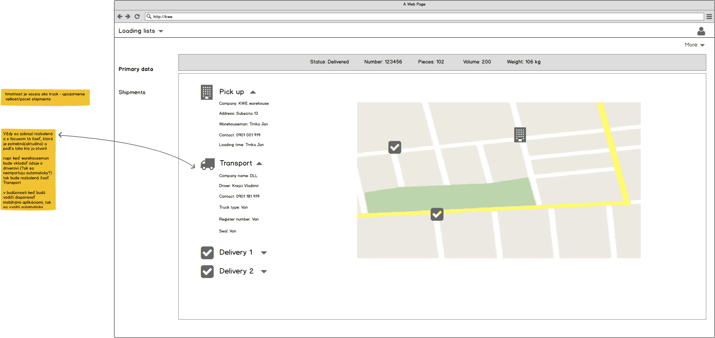 Loading Lists - Wireframe