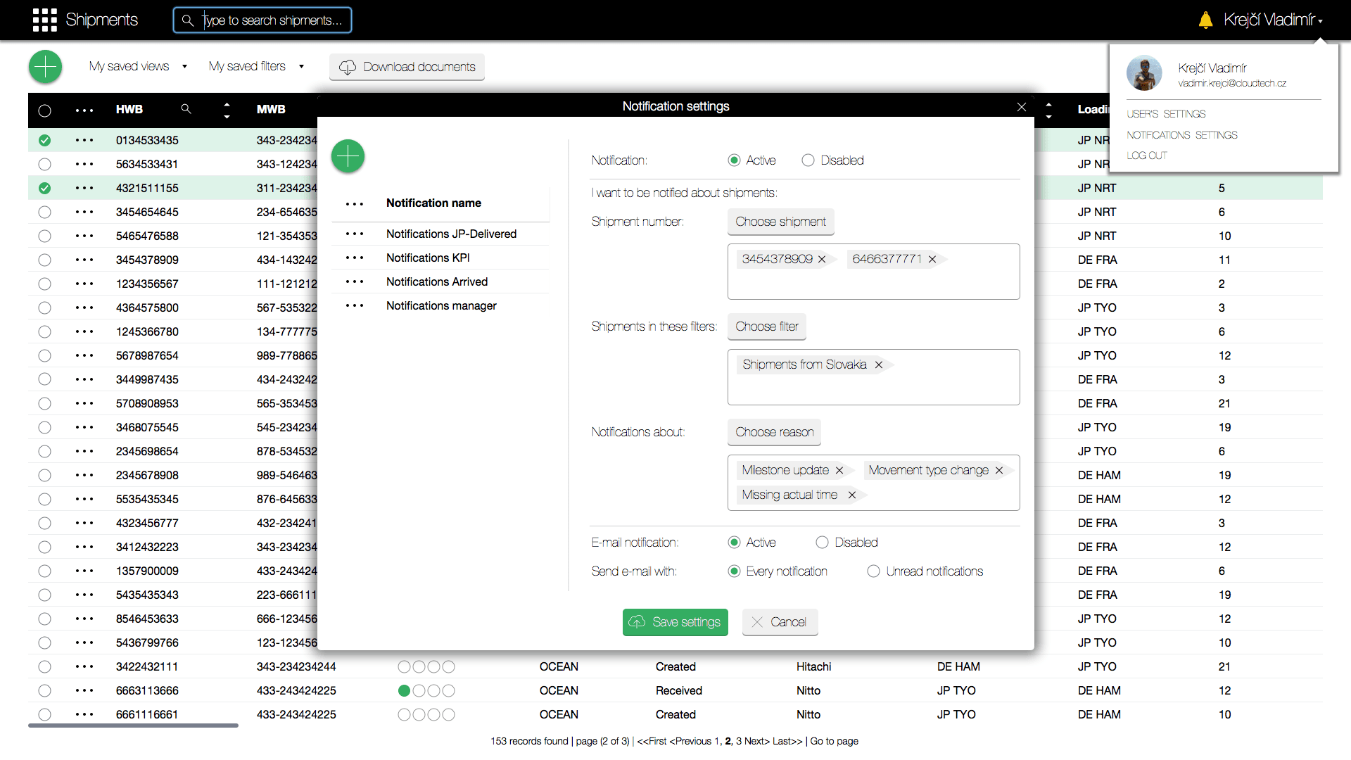Notifications Interface