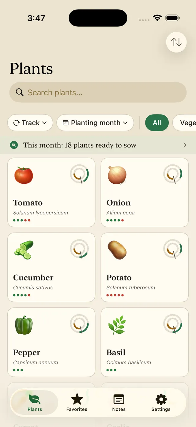 Plant list and search